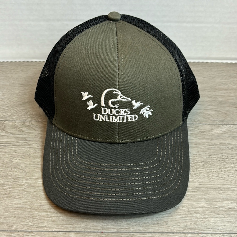 DUCKS UNLIMITED Black & Olive Green Cap - Picture 1 of 9